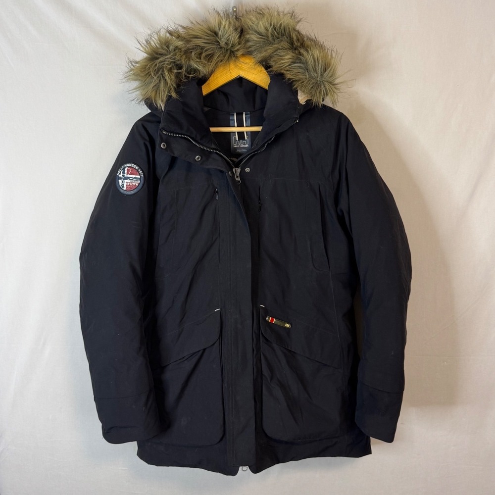 Helly Hansen Svalbard Parka Black Goose Down H2Flow Winter Jacket Men Small